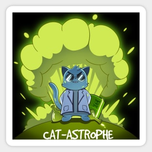 Cat-Astrophe Funny Scientist Anime Cat Sticker